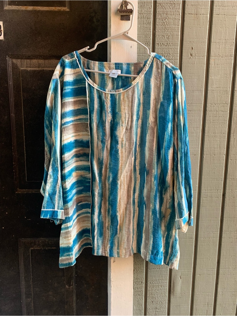 Blue & Cream Striped Women’s Tunic Top